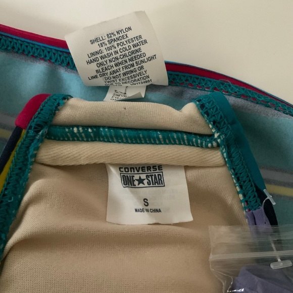 Converse One Star S Green Striped 2 Pc Bikini Set - Picture 3 of 7